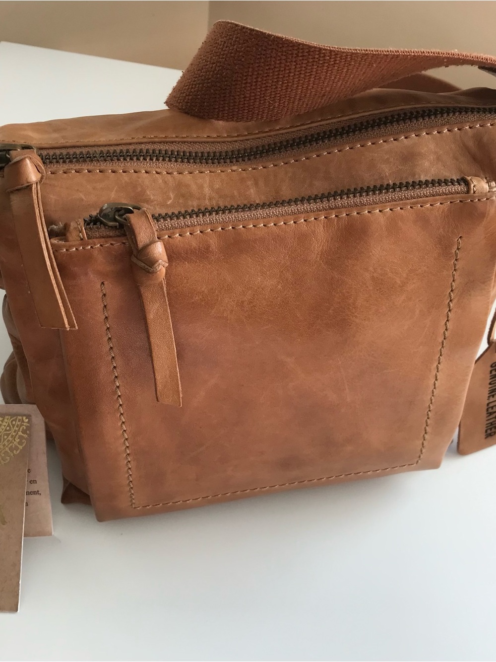 Genuine Leather Women’s Crossbody Bag with Brass Hardware